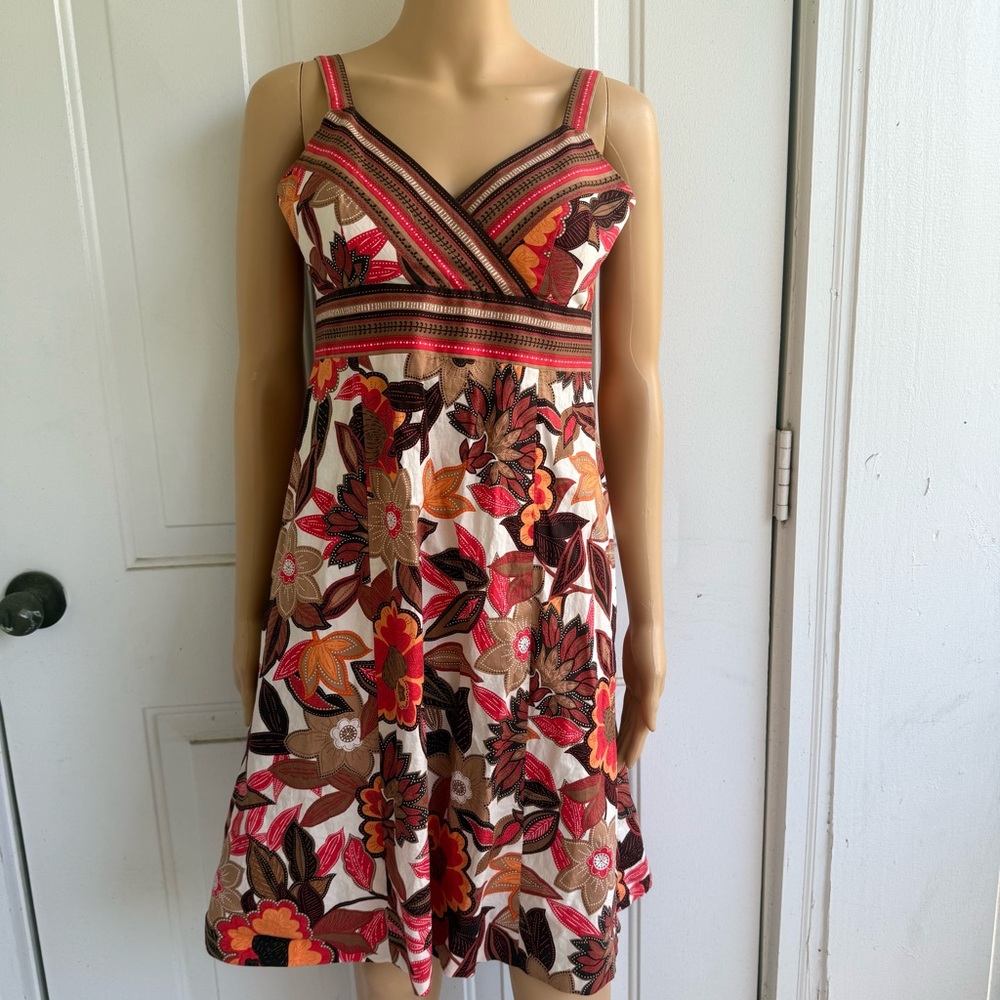 Kim Rogers Bright‎ Orange SunDress Medium size 8P Y2K